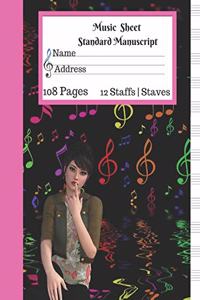 Music Sheet Standard Manuscript 108 Pages 12 Staffs Staves