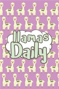 Llama Daily: Llama Daily Journal and Notebook of 120 Sheets with Line Design and on the Side to Put the Dates