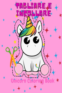 Tagliare e incollare libro da colorare Unicorn