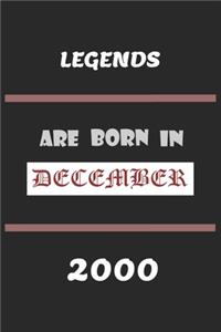 Legends Are Born in December 2000: Birthday Gift Notebook, Journal For Best Friends And Family, Lined (6×9) 100 Pages.