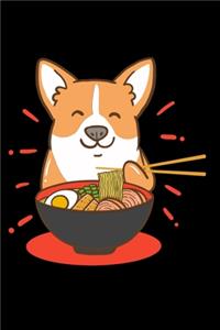 Corgi Hund Notizbuch Crogi isst Ramen Nudelsuppe