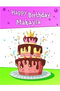 Happy Birthday Makayla: Big Personalized Book with Name, Cute Birthday Cake Themed Book, Use as a Notebook, Journal, or Diary...365 Lined Pages to Write In, Birthday Gifts for Girls, Women, Daughter, Mom, Grandma, Best Friend, 8 1/2 X 11