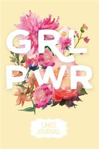 GRL PWR Journal Notebook Lined, Girl Power Peonies