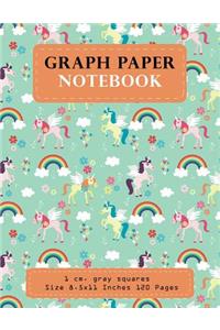 Graph Paper Notebook 1 CM. Gray Squares Size 8.5x11 Inches 120 Pages