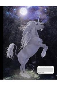 Magical Unicorn In The Moonlight Composition Notebook - Graph Paper - 200 Pages / 100 Sheets, 9-3/4