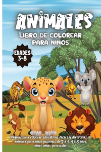 Animales Libro de colorear para niños Edades 3-8