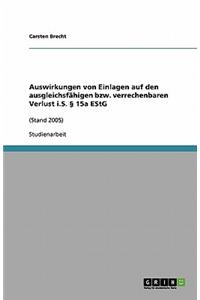 Auswirkungen von Einlagen auf den ausgleichsfähigen bzw. verrechenbaren Verlust i.S. § 15a EStG