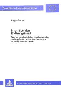 Irrtum Ueber Den Erklaerungsinhalt