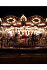School Composition Book Carousel Merry Go Round Amusement Park Night Lights