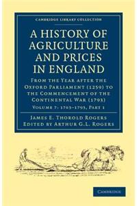 History of Agriculture and Prices in England