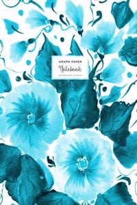 Graph Paper Notebook - Square Grid Journal: Teal Watercolors Floral Soft Cover, Extra Large 8.5 X 11