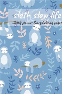 Sloth slow life, Weekly planner, Diary, Coloring pages