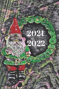 Cute Christmas Black Chalkboard Garden Gnome Lover's Dated Weekly 2 year Calendar Planner Gift Book