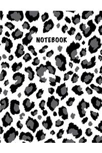 Notebook: Composition Book, Journal (8.5 X 11 Inches, 120 Pages, Lined Paper) Leopard Print Design-Gray