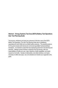 Energy Systems Test Area (Esta) Battery Test Operations User Test Planning Guide