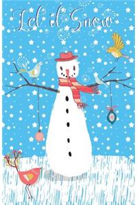 Journal Notebook Snowman and Birds In Snow Scene - Blue