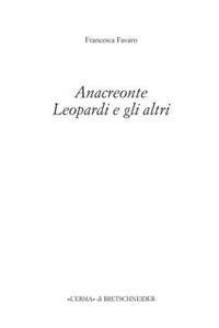 Anacreonte, Leopardi E Gli Altri