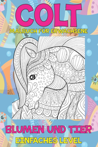Malbuch für Erwachsene - Einfaches Level - Blumen und Tier - Сolt