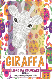 Libro da colorare - Immagini di animali e fiori - Animali - Giraffa