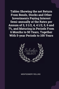 Tables Showing the net Return From Bonds, Stocks and Other Investments Paying Interest Semi-annually at the Rates per Annum of 3, 3 1/2, 4, 4 1/2, 5, 6 and 7%, and Maturing in Periods From 6 Months to 50 Years, Together With 5-year Periods to 100 Y