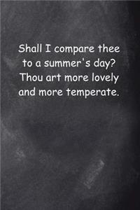 Shakespeare Quote Journal Summer Day Sonnet Chalkboard