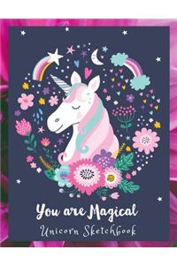 Magic Unicorn Sketch Book for Girls & Children! Beautiful Floral Magical Unicorn Drawing Pad Blank Paper, Unicorns Spark Magical Imagination for Drawing, Art & Creative Fun!