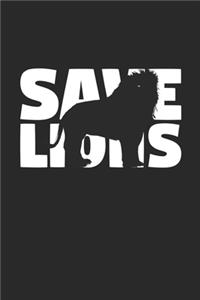 Save Lions Notebook - Lions Gift - Vintage Endangered Animal Journal - Extinction Animals Diary for Lion Lovers