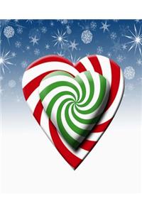 Double Candy Cane Hearts Christmas Colors Snowflakes School Comp Book 130 Pages