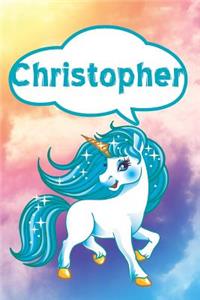 Christopher: Personalized Unicorn Blood Sugar Diet Diary Journal Log Notebook Featuring 120 Pages 6x9