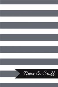 Notes & Stuff - Lined Notebook with Slate Grey Striped Pattern Cover