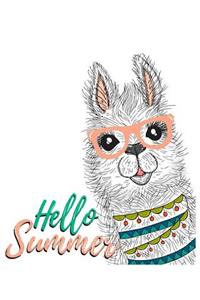 Hello Summer: Alpaca LLama Bullet Journal Dot Grid l Notebook 120 Pages 8" x 10"