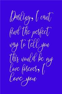 Darling, I can't find the perfect way to tell you this, would be my love forever, I Love you