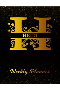 Heidi Weekly Planner: 2 Year Personalized Letter H Appointment Book January 2019 - December 2020 Black Gold Cover Writing Notebook & Diary Datebook Calendar Schedule Plan