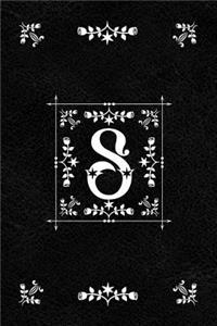 Scandinavian Design Floral Monogram Daily Journal Notebook - Letter S