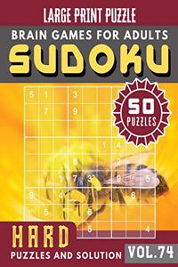 Hard Sudoku Puzzles and Solution: sudoku puzzle books hardest - Full Page Hard Sudoku Maths Book to Challenge Your Brain - Sudoku in Very Large Print for Adults & Seniors - (Sudoku B