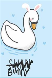 Funny Swan with Cute Bunny Ears Notebook for Creative Journaling -Best Chocolate Free Easter Gift Alternative