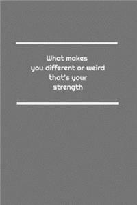 What makes you different or weird, that's your strength