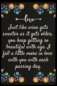 Just like wine gets sweeter as it gets older, you keep getting so beautiful with age. I fall a little more in love with you with each passing day.