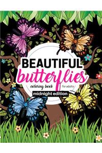 Beautiful Butterflies Coloring Book for Adults Midnight Edition