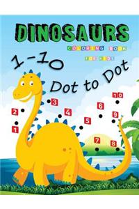 1-10 Dot to Dot Dinosaurs Coloring Book For Kids