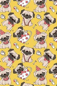 Journal Notebook Funny Pugs Pattern 10