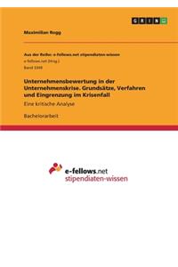 Unternehmensbewertung in der Unternehmenskrise. Grundsätze, Verfahren und Eingrenzung im Krisenfall