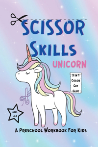 SCISSOR SKILLS UNICORN Workbook For Toddlers