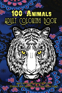 100 Animals Adult Coloring Book