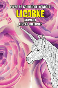 Livre de coloriage Mandala - Niveau difficile - Animaux - Licorne