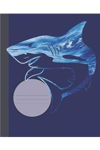 Great White Shark Ocean Composition Wide-ruled blank line School Notebook