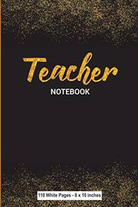 Teacher Notebook 110 White Pages 8x10 inches