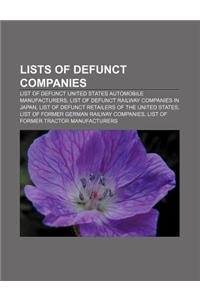 Lists of Defunct Companies