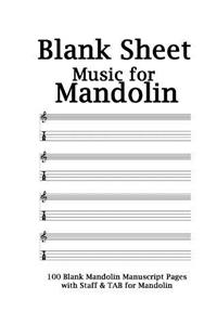 Blank Sheet Music for Mandolin Notebook