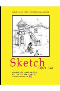 Sketch Paper Pad -Yellow, Country Cover: 8.5" X 11" (21.59 X 27.94 CM)(Sketchbooks & Sketch Pads), 100 Pages, 50 Sheets, Soft Durable Matte Cover